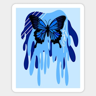 Blue Swallowtail Butterfly with Abstract Dripping Blue Background Pattern, Made by EndlessEmporium Magnet